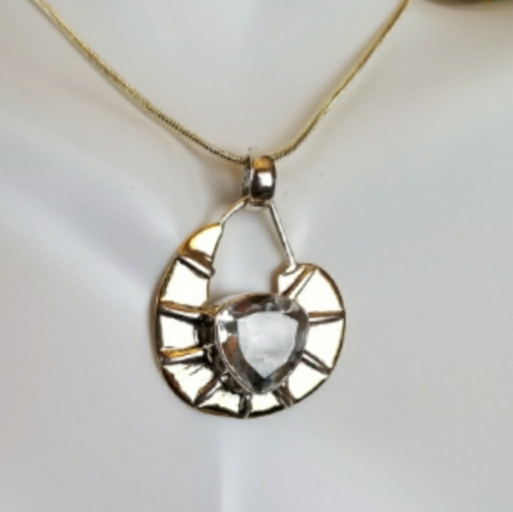 Genuine 4ct White Topaz Pendant 1.12"